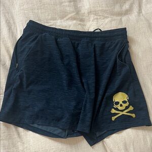 lululemon athletica Navy Athletic Shorts with Yellow Skull Graphic